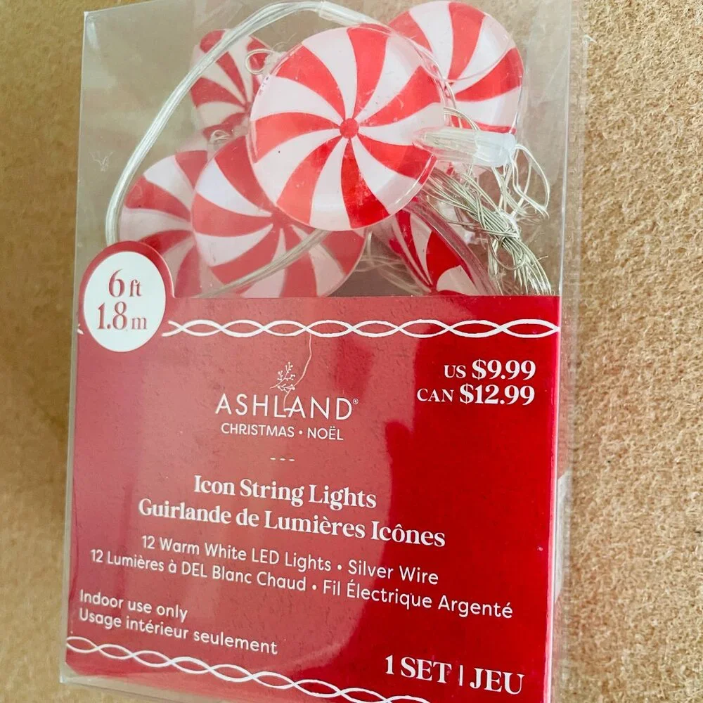 ASHLAND PEPPERMINT CANDY CHRISTMAS KITSCH ICON STRING LIGHTS - RARE